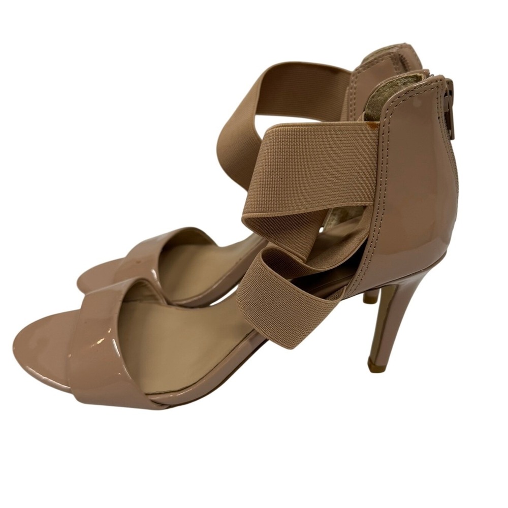 Saks Fifth Ave Women's Nude Deidra Patent Leather Criss-Cross Strap Stilleto 7